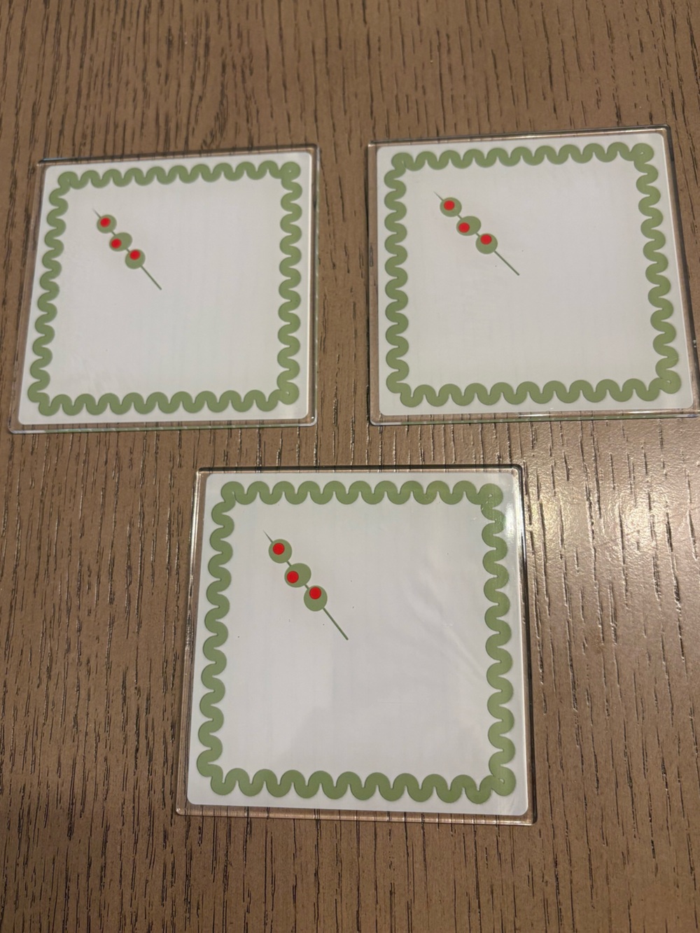 Target Green and Red Olive Coasters (Set of 3)